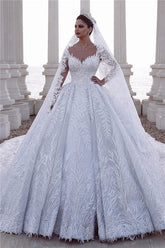 Long Sleeves Lace Wedding Dress Ball Gown